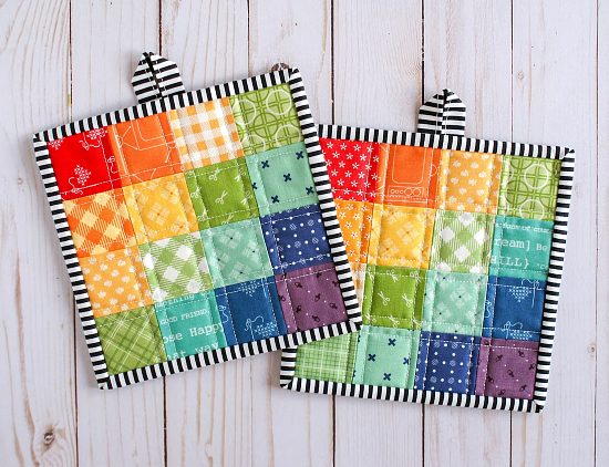 Quilting Digest - Scraps are perfect for these cute pot holders