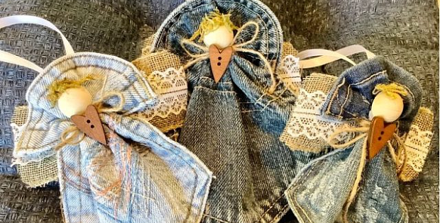 Make Charming Angels From Old Jean Pockets