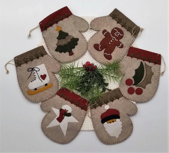 Wool Applique Patterns Kits Christmas ornaments ~ All 13 ornament