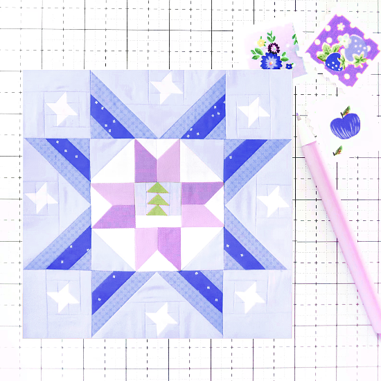 Snowy Star Christmas Holiday Quilt Block Pattern