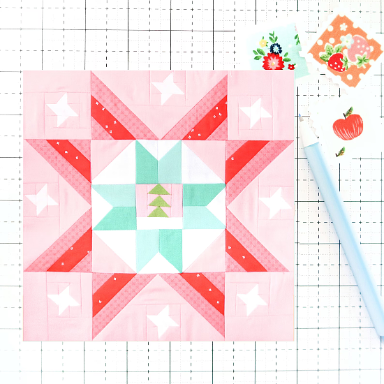 Snowy Star Christmas Holiday Quilt Block Pattern