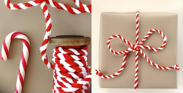 Candy Cane Fabric Twine Tutorial