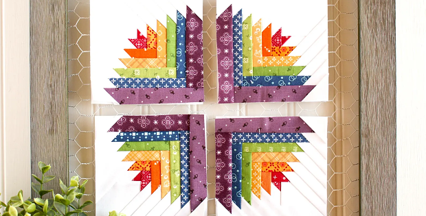 Lilly Log Cabin Quilt Block Pattern