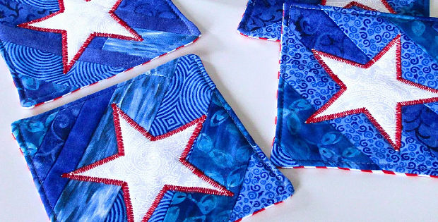 4th of July Quilted Star Coasters Pattern
