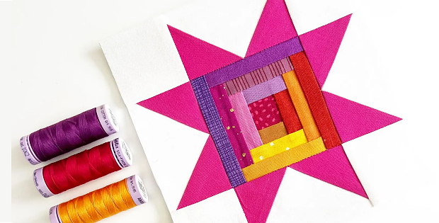 Log Cabin Star Quilt Block Pattern