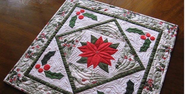 Poinsettia Table Topper Trio Pattern