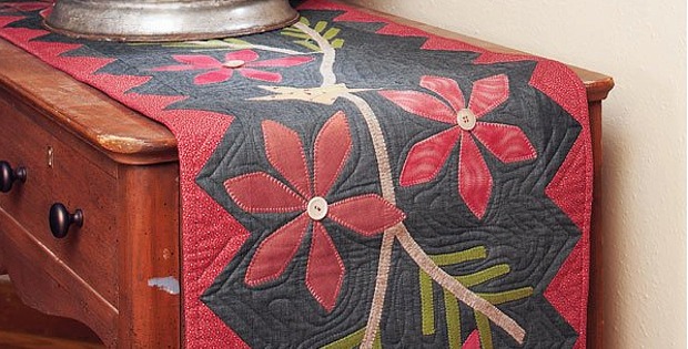 Poinsettia and Pine Table Runner