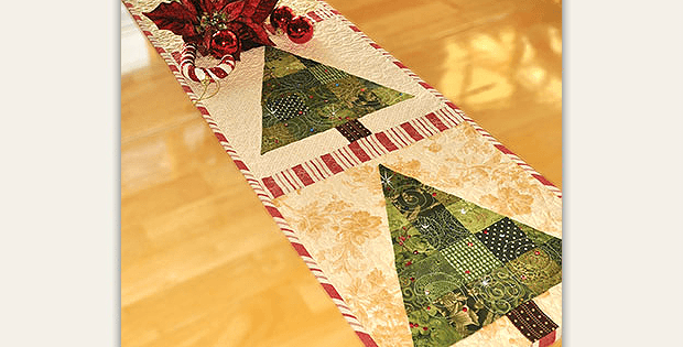 Patchwork Christmas Trees Table Runner