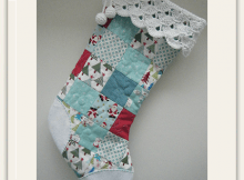 Patchwork Stocking with Crocheted Cuff