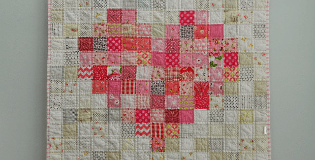 Pixelated Heart Baby Quilt