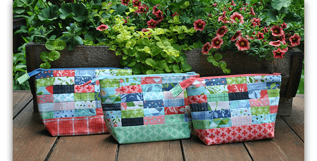 Patchwork Fabric Zipper Pouches