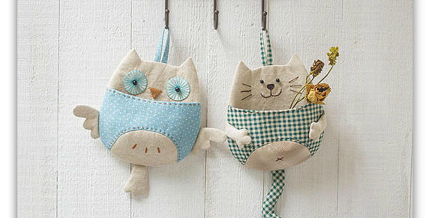 Owl and Kitty Wall Pocket Organizers