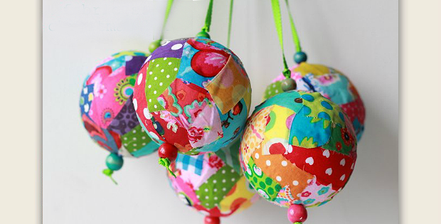 Fabric Scrap Christmas Balls