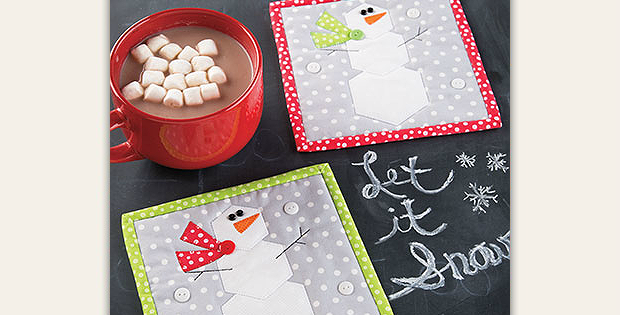 Hexie Snowman Mug Rug Pattern