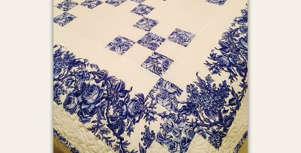 Delft Blue Chaining Nine Patch Quilt