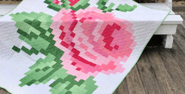 Pixelated Rose Quilt Pattern