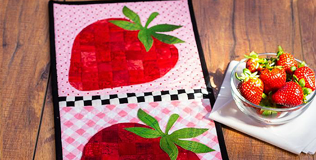 Patchwork Accent Table Runner - Strawberries Pattern