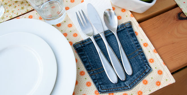 Old Jean Pockets Are Perfect for Place Mats