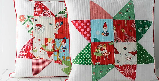 Patchwork Quilted Christmas Pillows Tutorial