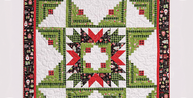 Christmas Star Log Cabin Quilt