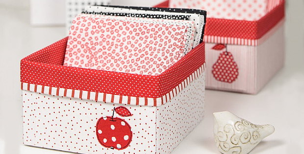 Fabric Baskets with Applique Pattern