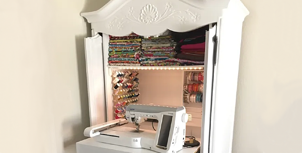 Turn an Old Armoire Into a Sewing Center