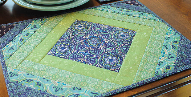 Quilt As You Go Placemats Casablanca Pattern with Pre-Printed Batting