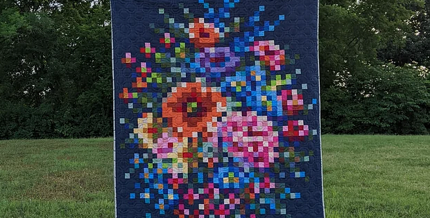 Embroidery Flower Quilt Pattern