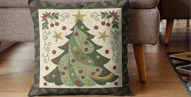 Elegant Christmas Tree Throw Pillow Pattern