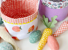 Fabric Easter Basket, Egg and Carrot Pattern