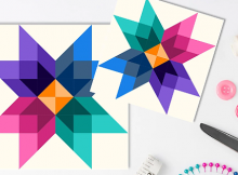 Cosmic Blossom Star Quilt Block Pattern
