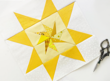 Sun in a Sawtooth Star Quilt Block Pattern