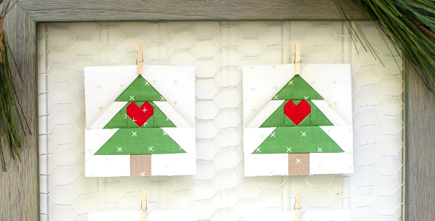 Heart Tree Quilt Block Pattern