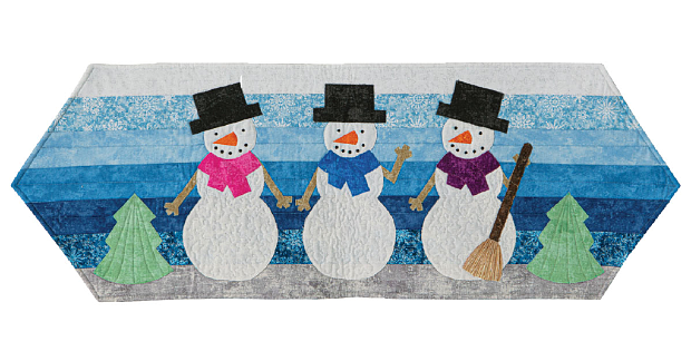 Smiling Snowmen Table Runner Pattern