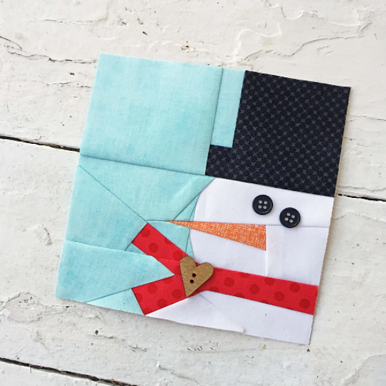 Snowman Foundation Paper Pieced Quilt Block Pattern