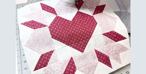 Rose Heart Quilt Block Pattern