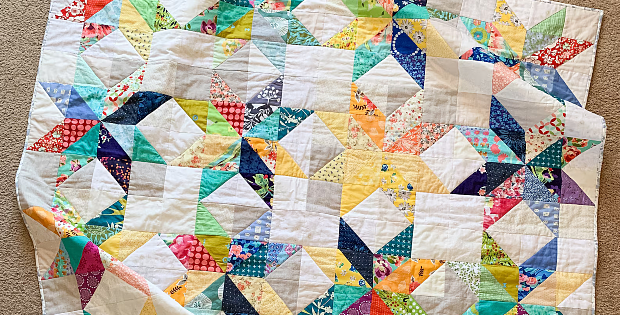 Scrappy Stars Throw Quilt Pattern