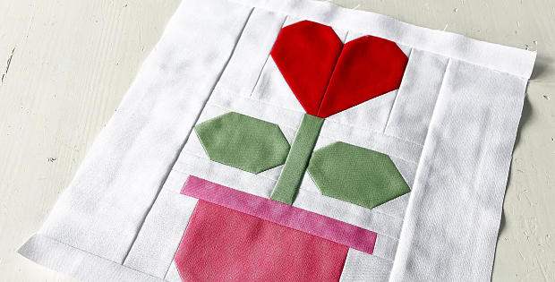 Love Flower Quilt Block Pattern