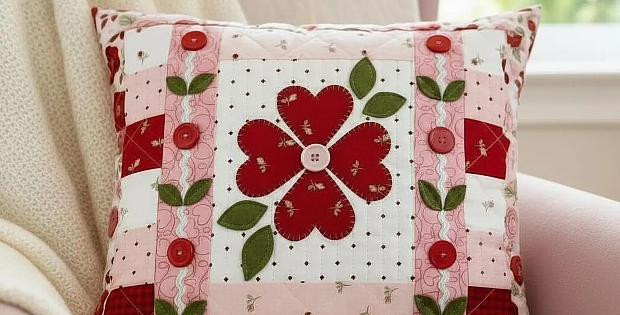 Valentine Hearts and Roses Pillow Pattern