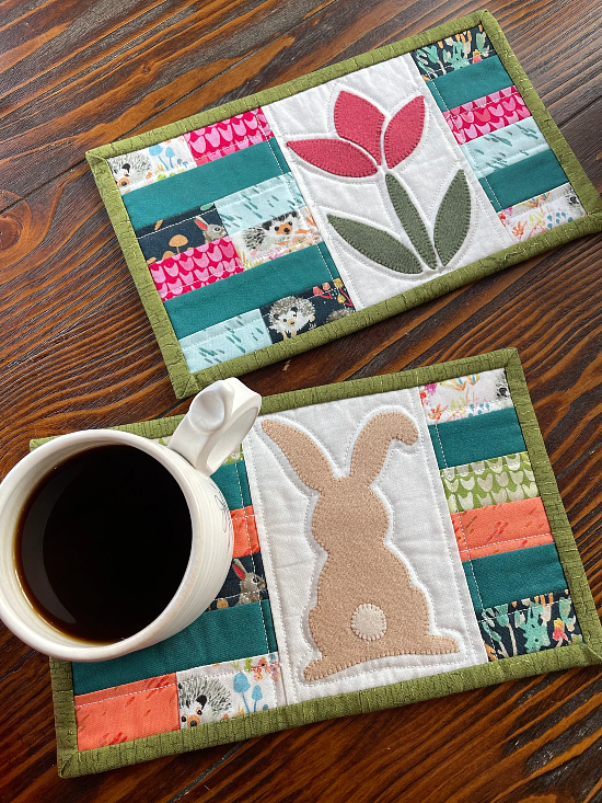 Bunny & Blooms Mug Rugs Pattern