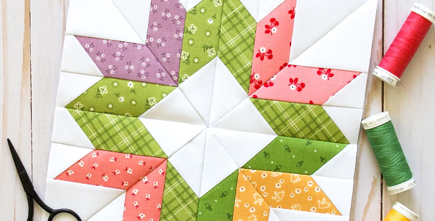 Lotus Star Quilt Block Pattern