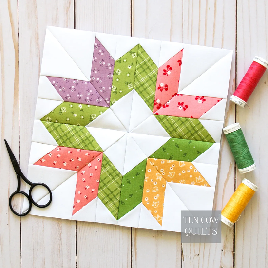 Lotus Star Quilt Block Pattern